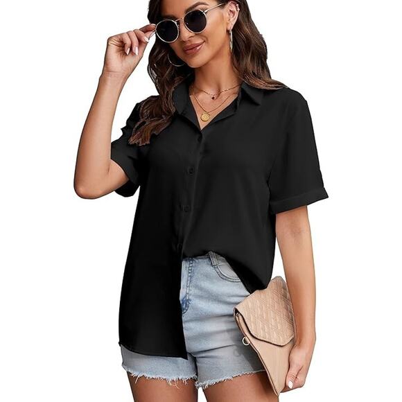 NWT SPRING SEAON WOMEN'S BLACK BUTTON FRONT CUFFED SLEEVE SHIRT SIZE XXL - Picture 5 of 8
